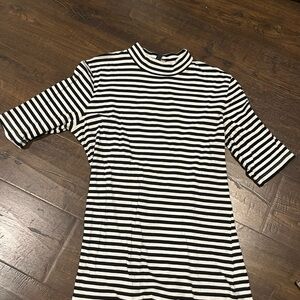 Black and White Striped Mockness Shirt
